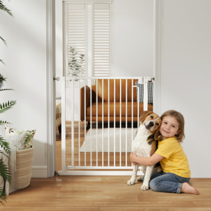Barrière de sécurité chien largeur réglable 76-80 cm acier blanc