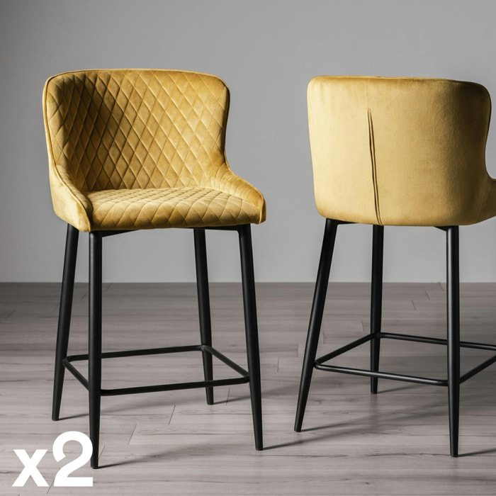 Chaise de bar velours moutarde (lot de 2) ARLINGTON