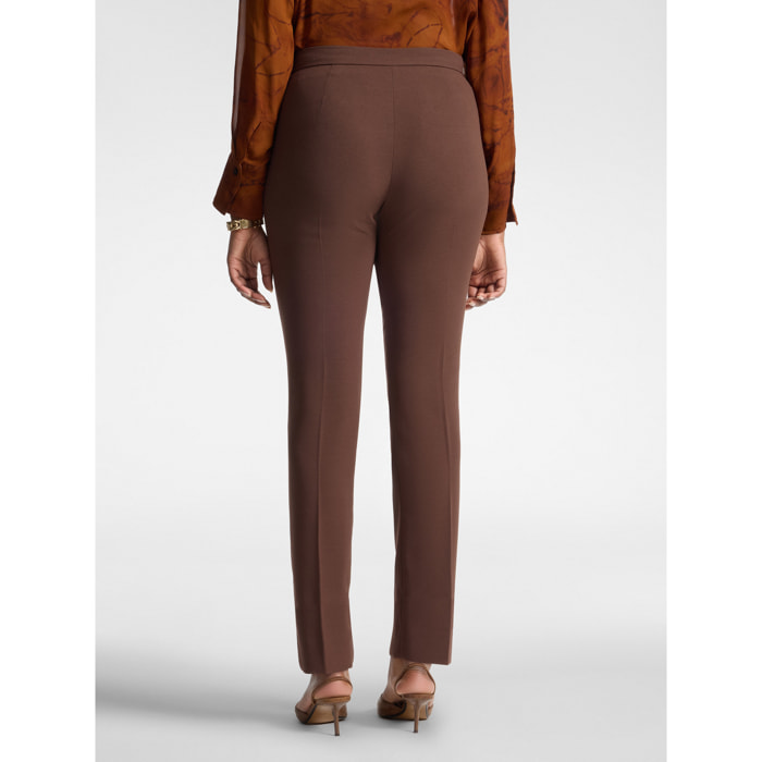 Elena Mirò - Pantaloni slim in crêpe misto cotone - Marrone
