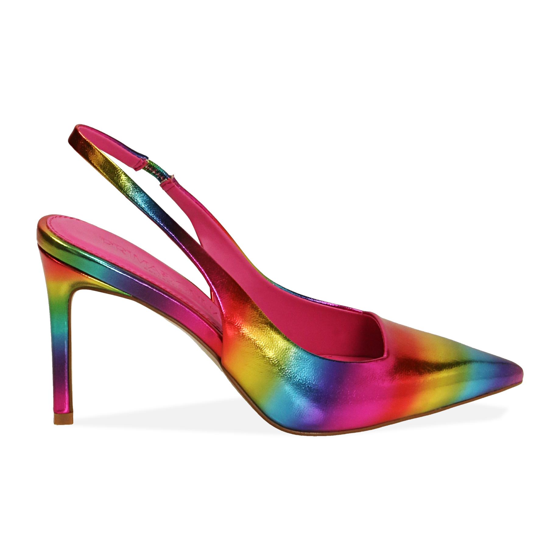 Slingback multicolor laminate, tacco 10 cm