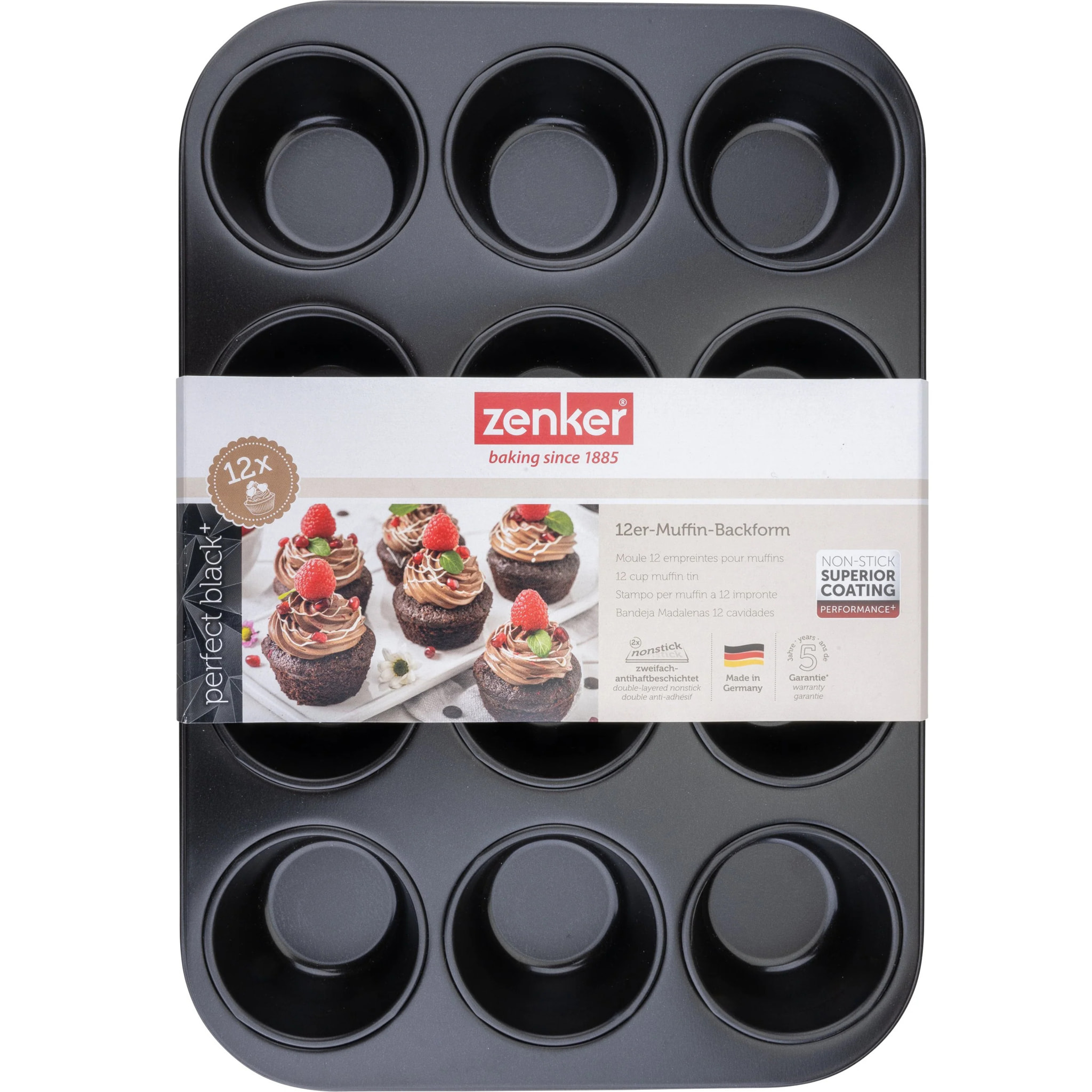 Moule à muffins 12 empreintes 38 x 26 cm Zenker Perfect Black