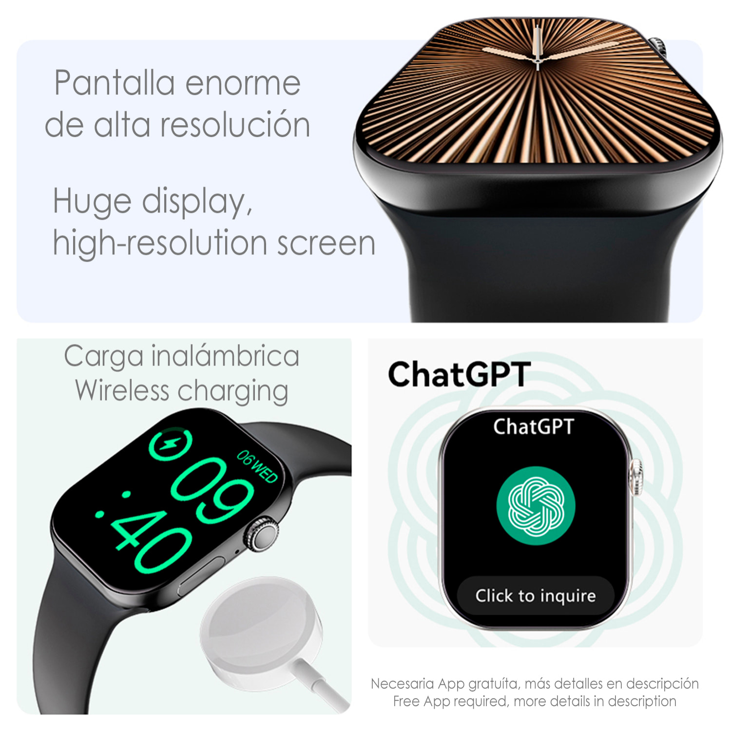 Smartwatch S10P con display ad alta risoluzione da 2,1", 1 GB di memoria interna. Oltre 100 modalità sportive e oltre 500 quadranti intercambiabili. Traduttore vocale, ebook e giochi di abilità.