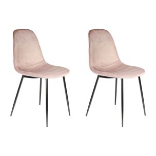 Chaise Velours Cotele Giulia Rose - Lot De 2