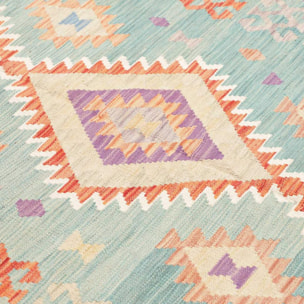 Tapis kilim géométrique, tissé plat authentique, OREGEFI