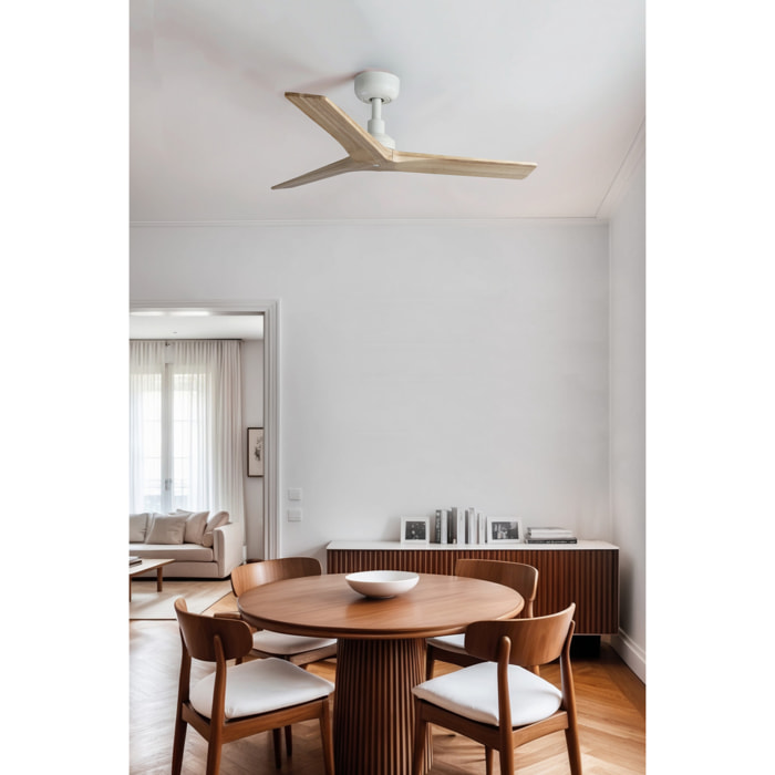 KLIM S Ventilateur de plafond blanc/bois chêne TUYA
