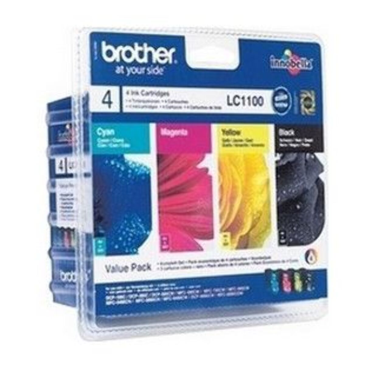 Cartouche d'encre BROTHER Pack Multipack 4 Originales LC1100 (Noir + 3 Couleurs) - LC1100VAL