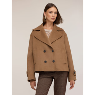Motivi - Abrigo cruzado de paño de lana mixta - Beige