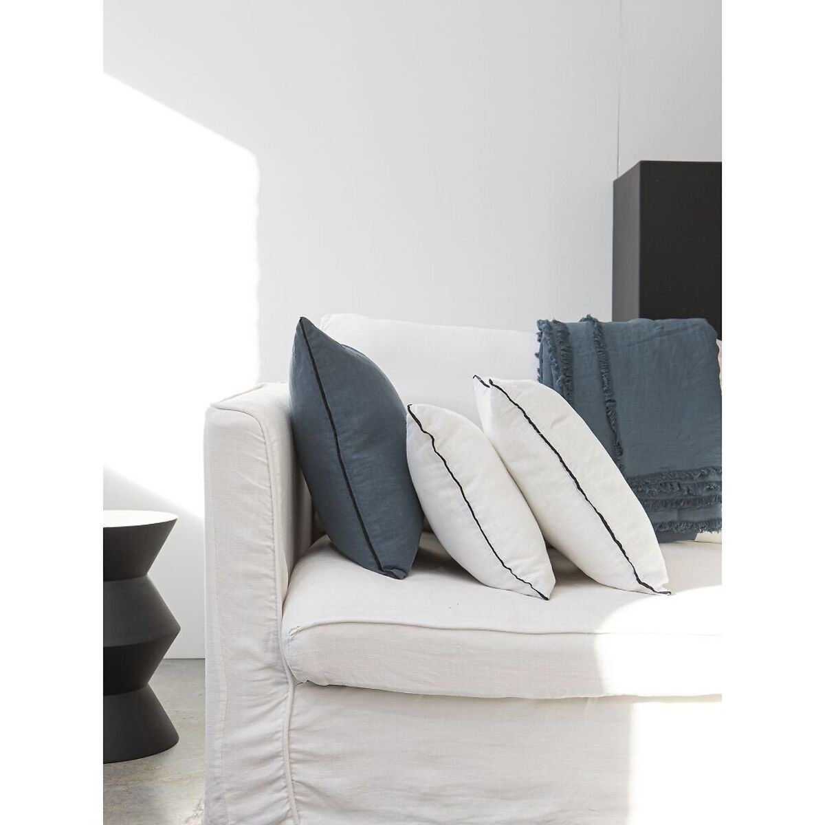 Housse De Coussin Lin LavÉ Bleu Emeraude