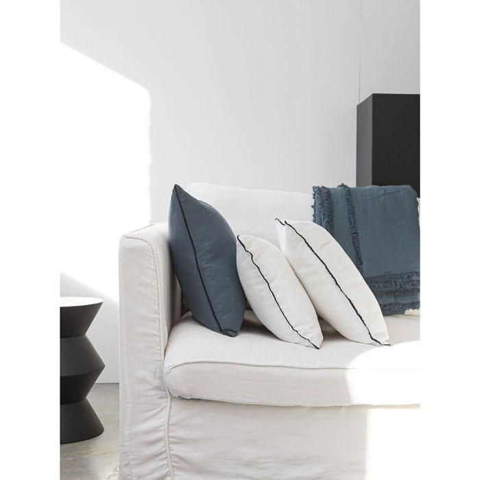 Housse De Coussin Lin LavÉ Bleu Emeraude