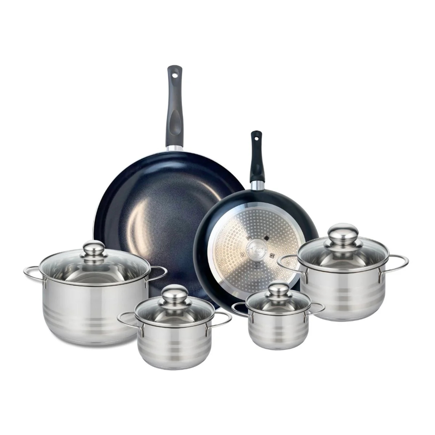 Ensemble de 2 Poêles de cuisson 24 et 32 cm et 4 faitouts 12, 14, 16 et 20 cm Elo Prima Brillant