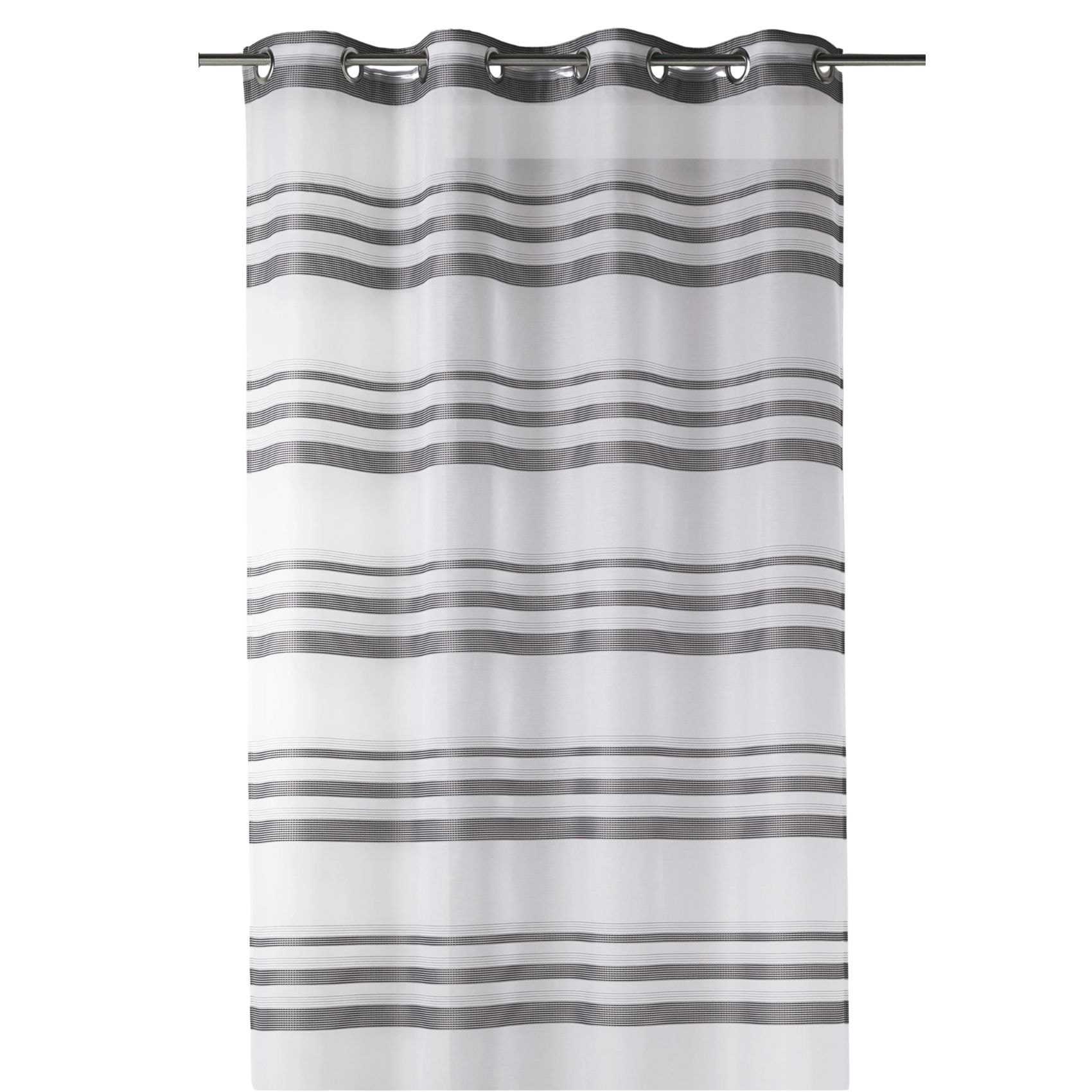 Voilage coloré rayures horizontales - Gris clair