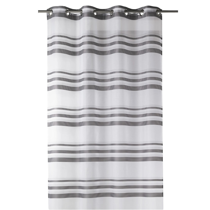 Voilage coloré rayures horizontales - Gris clair