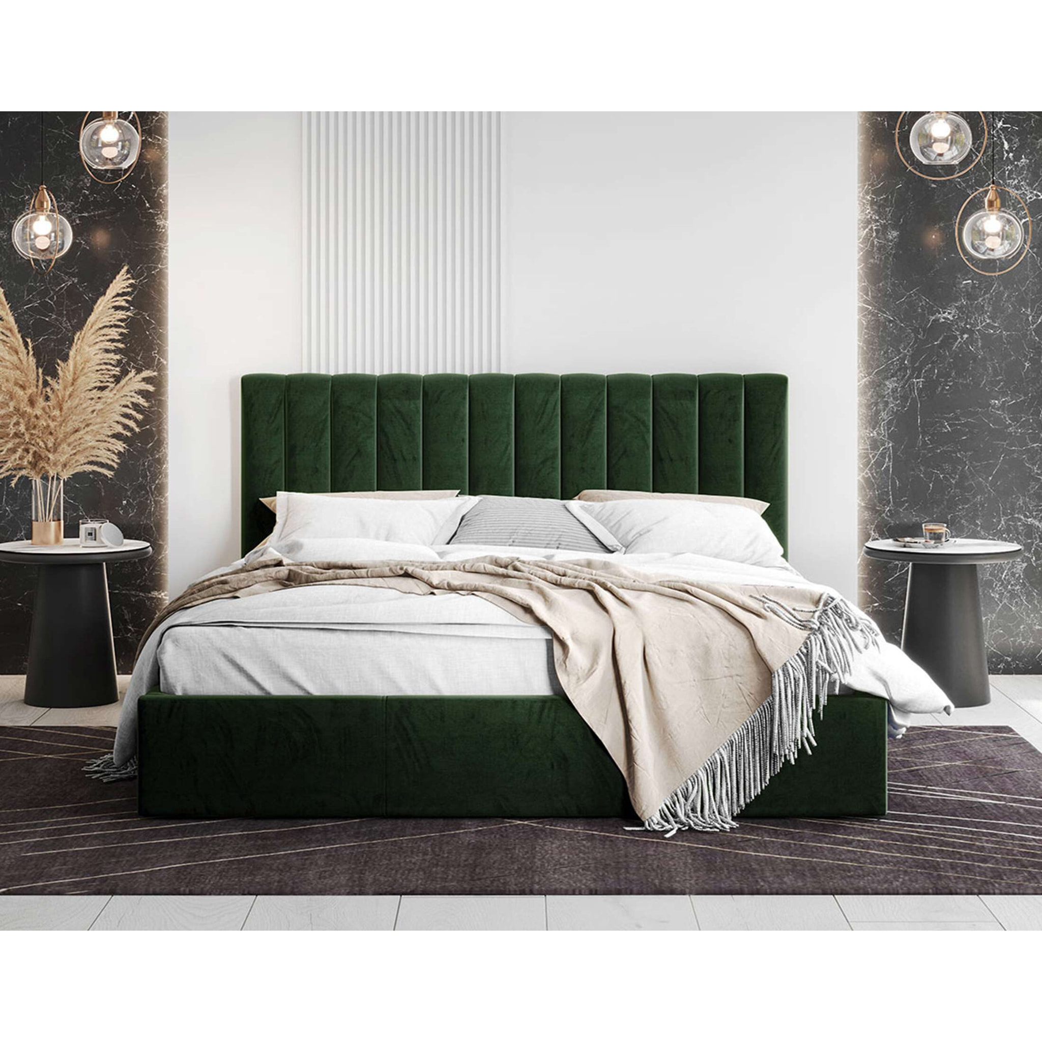 Rosario - lit coffre - 180x200 - sommier inclus - en velours - Vert
