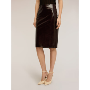 Motivi - Falda tubo midi en tejido revestido - Burgundy