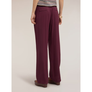 Motivi - Pantaloni palazzo in viscosa con vita elastica - Viola