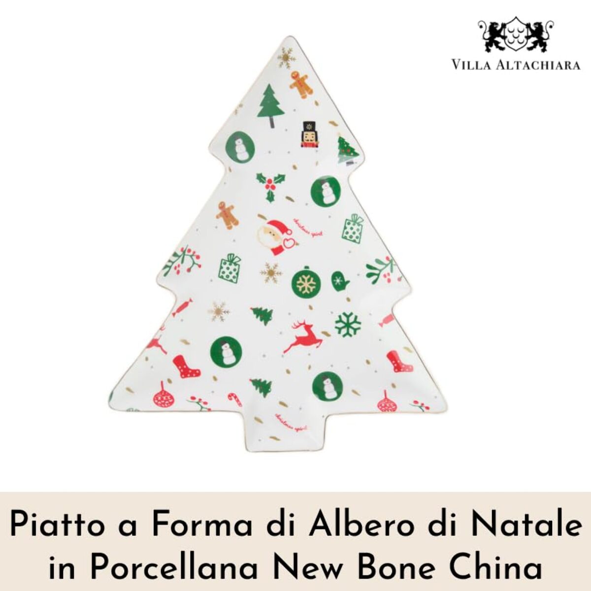 Piatto a forma di albero Fantasia del Natale in new bone china