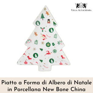 Piatto a forma di albero Fantasia del Natale in new bone china