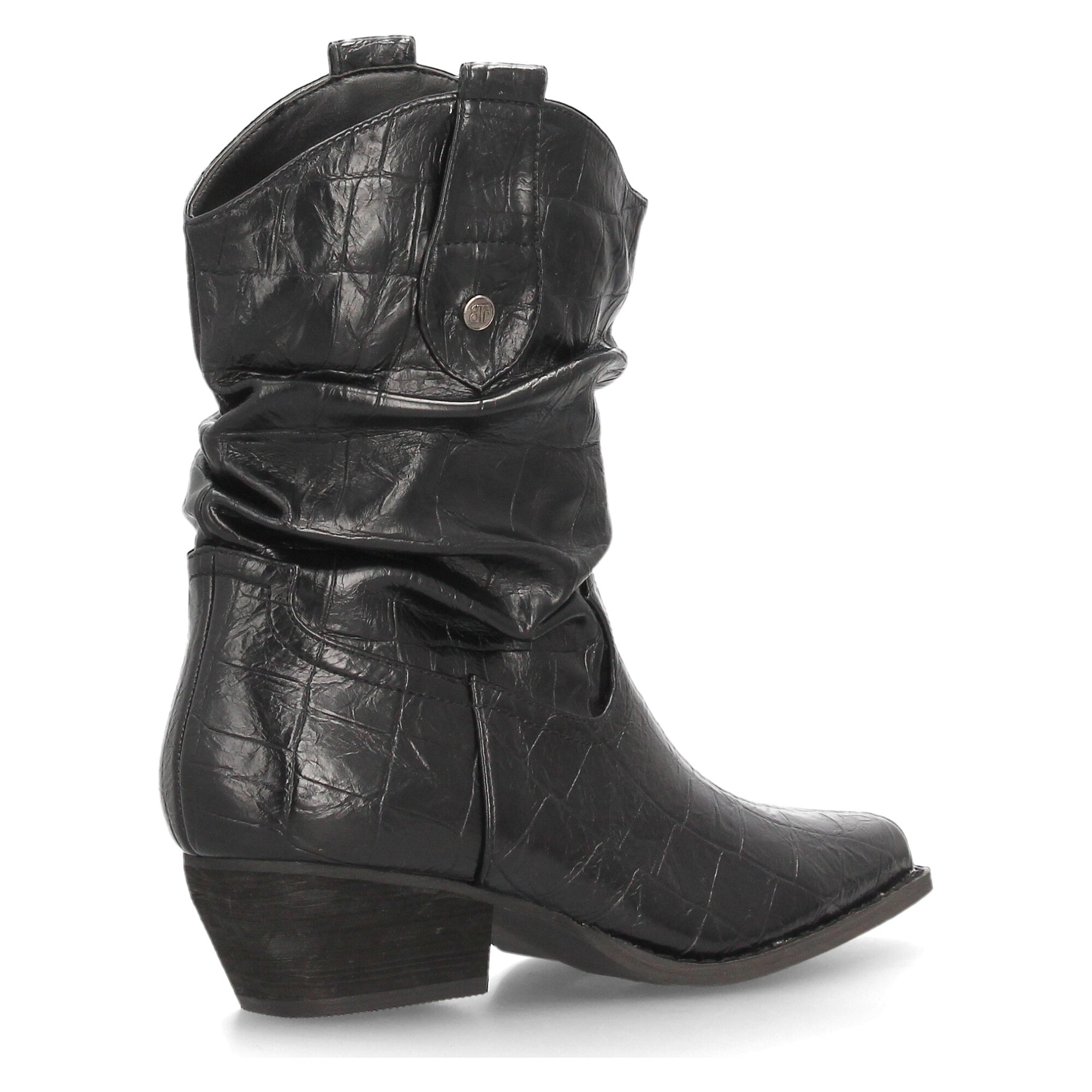 Botines cowboy fruncidos con grabado de cocodrilo para mujer