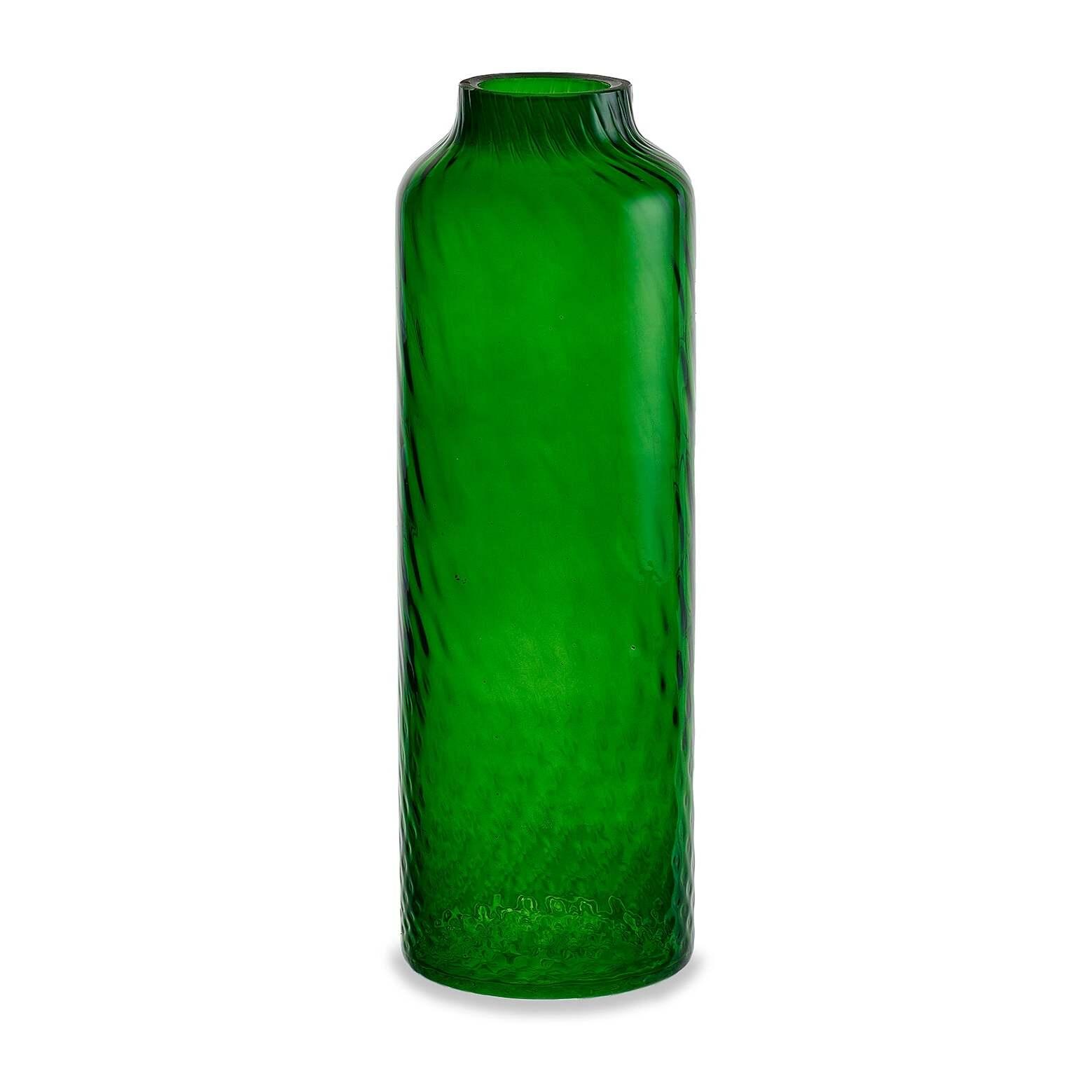 Vaso artigianale BOTTIGLIA in vetro di Murano verde smerlado 34 cm