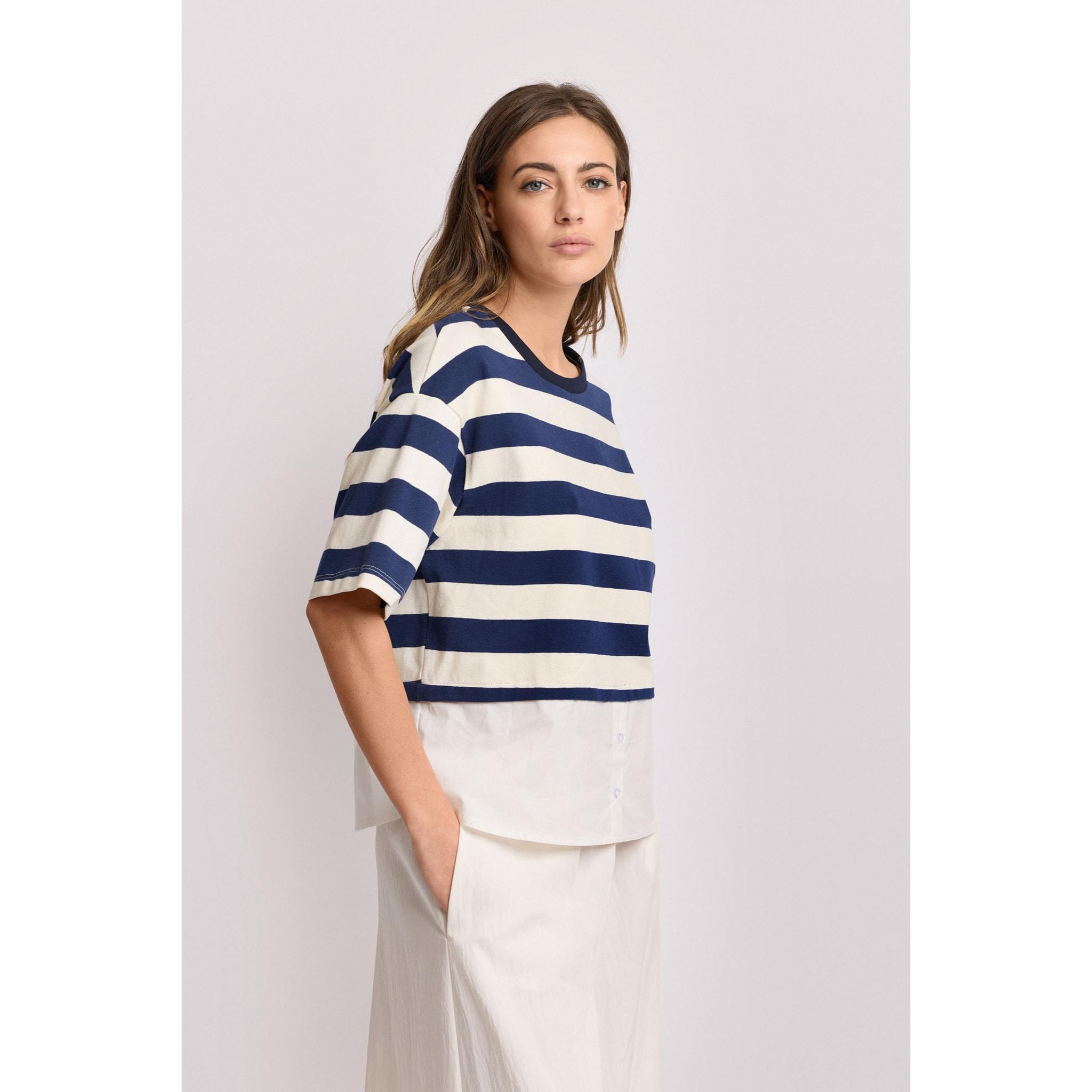 Kocca - T-shirt a righe effetto layering Donna