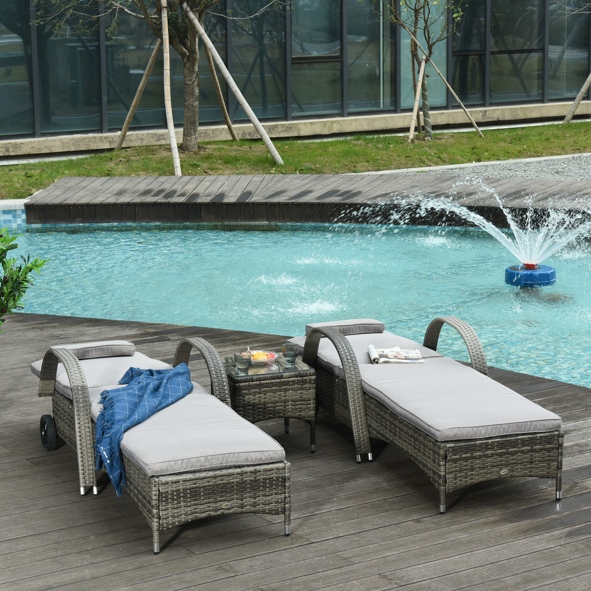 Lot de 2 transats – Grand confort – Table incluse