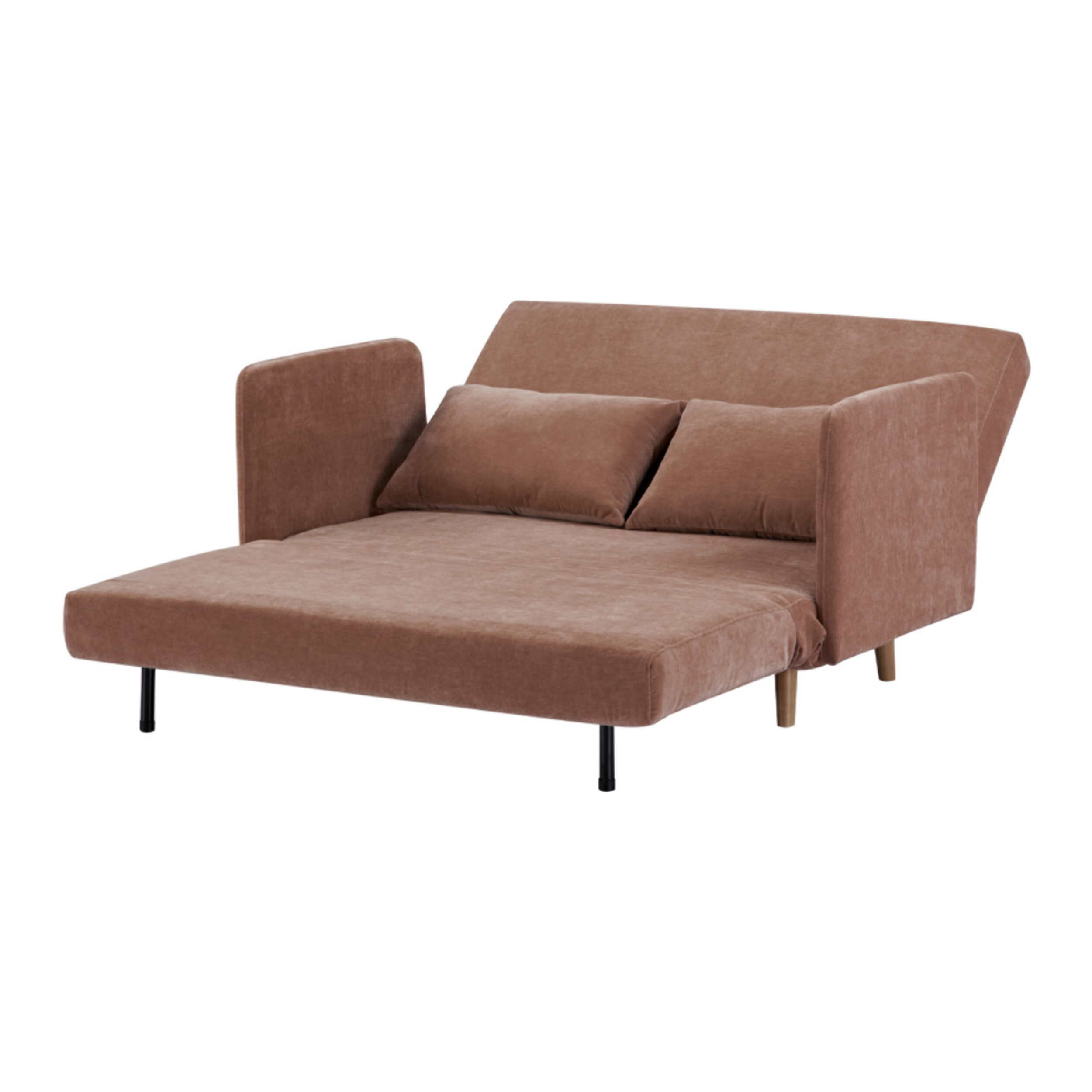 Belushi - Canapé convertible 2 places en tissu chenille L120cm - Terracotta