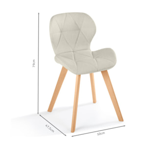 Chaises Gatsby en tissu et pieds bois - Beige