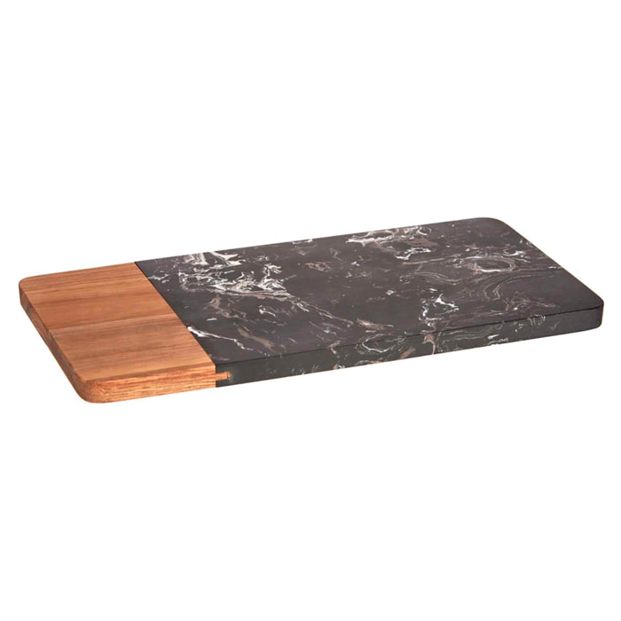 DAM TAGLIERE IN LEGNO E MARMO NERO 30CM 15x30x1,3 Cm. Colore nero
