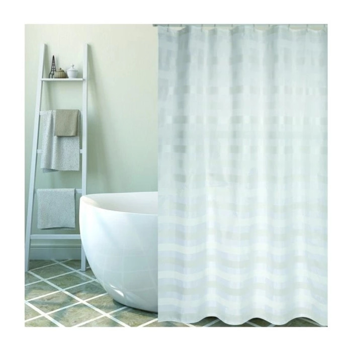 Rideau de douche Polyester AMALFI 180x200cm QUALITà PREMIUM Blanc - Anneaux inclus MSV