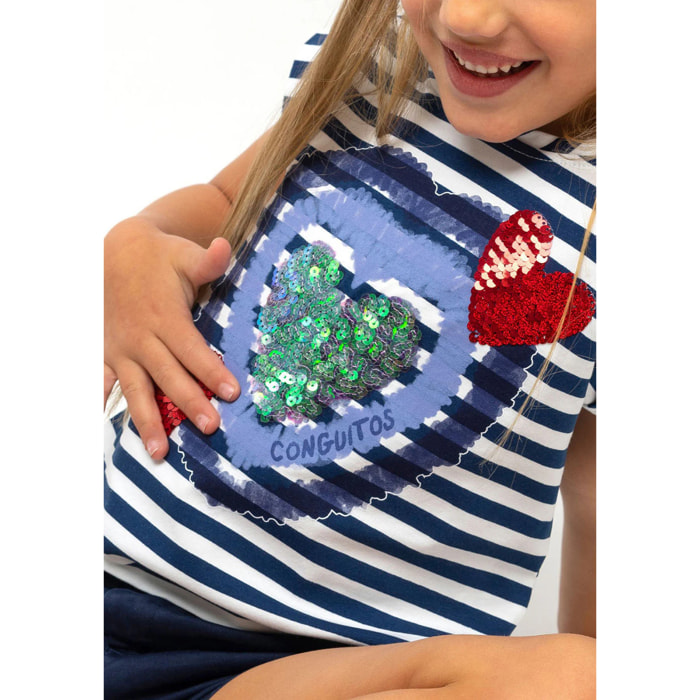 Camiseta con Diseño Frontal en Azul