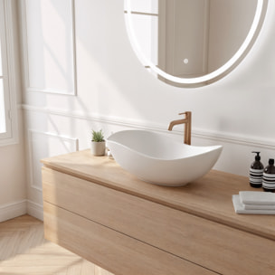 Vasque à poser design asymétrique 50,5 x 38 x 19 cm sans trop-plein blanc mat PixL (CEPX5038WM)