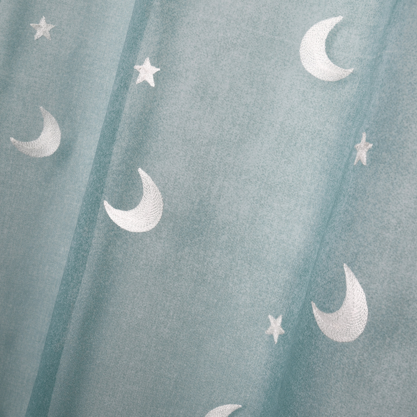 Voilage enfant brodé étoiles et lunes - Vert