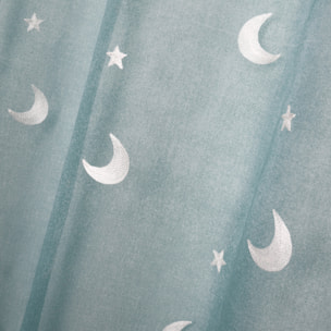 Voilage enfant brodé étoiles et lunes - Vert