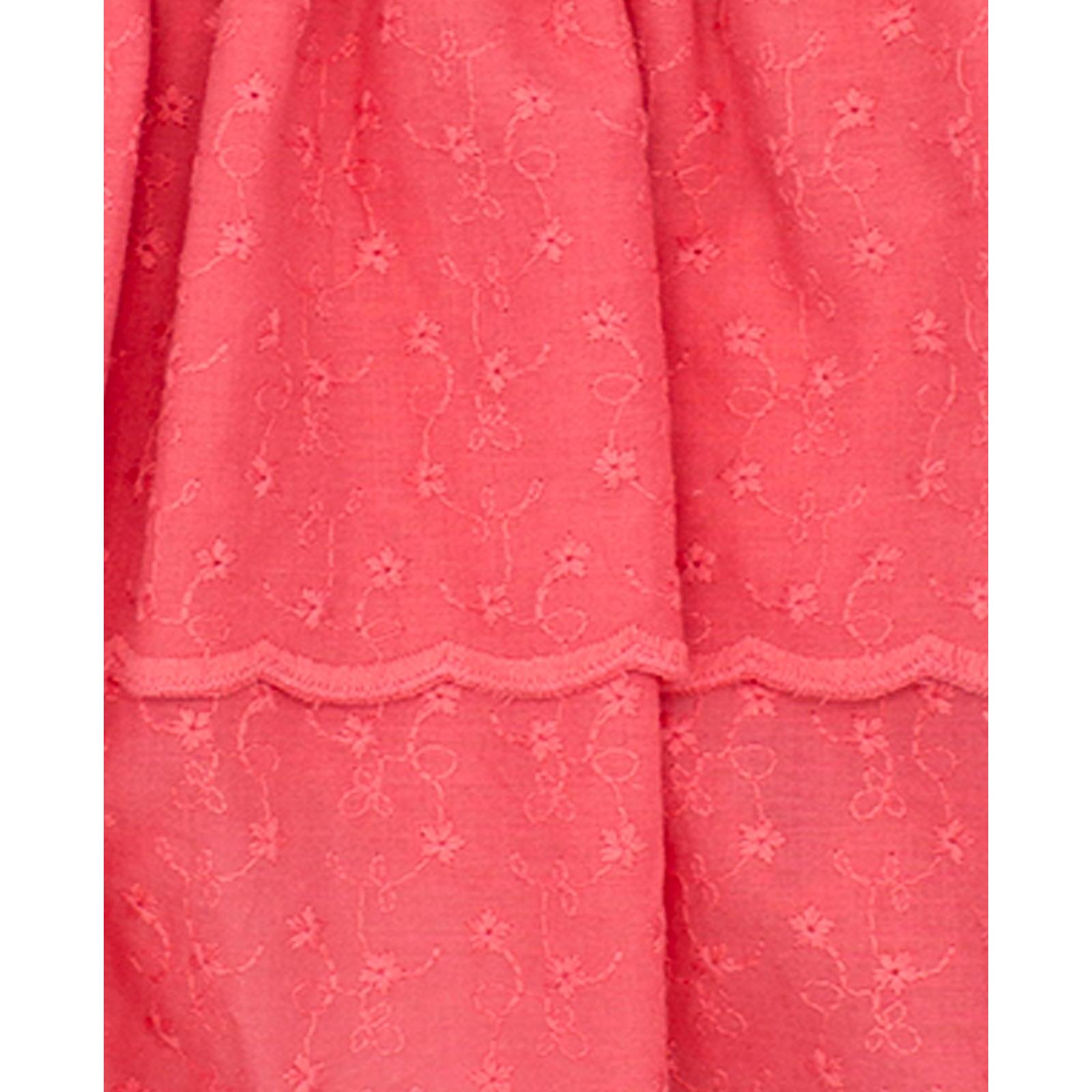 Falda de voile bordado coral, de volantes. Con la cintura eralstica