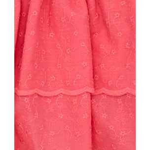 Falda de voile bordado coral, de volantes. Con la cintura eralstica