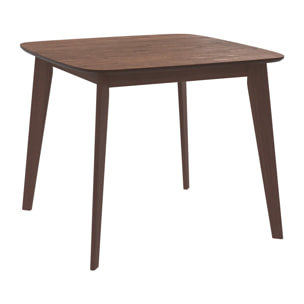 Table carrée 4 personnes en bois foncé finition noyer 90 cm - Julio