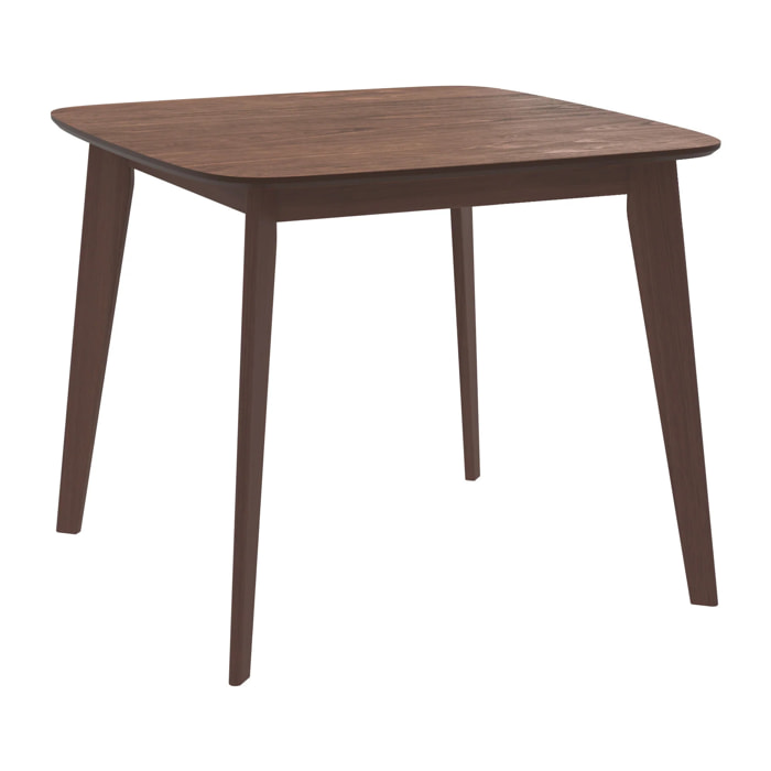 Table carrée 4 personnes en bois foncé finition noyer 90 cm - Julio