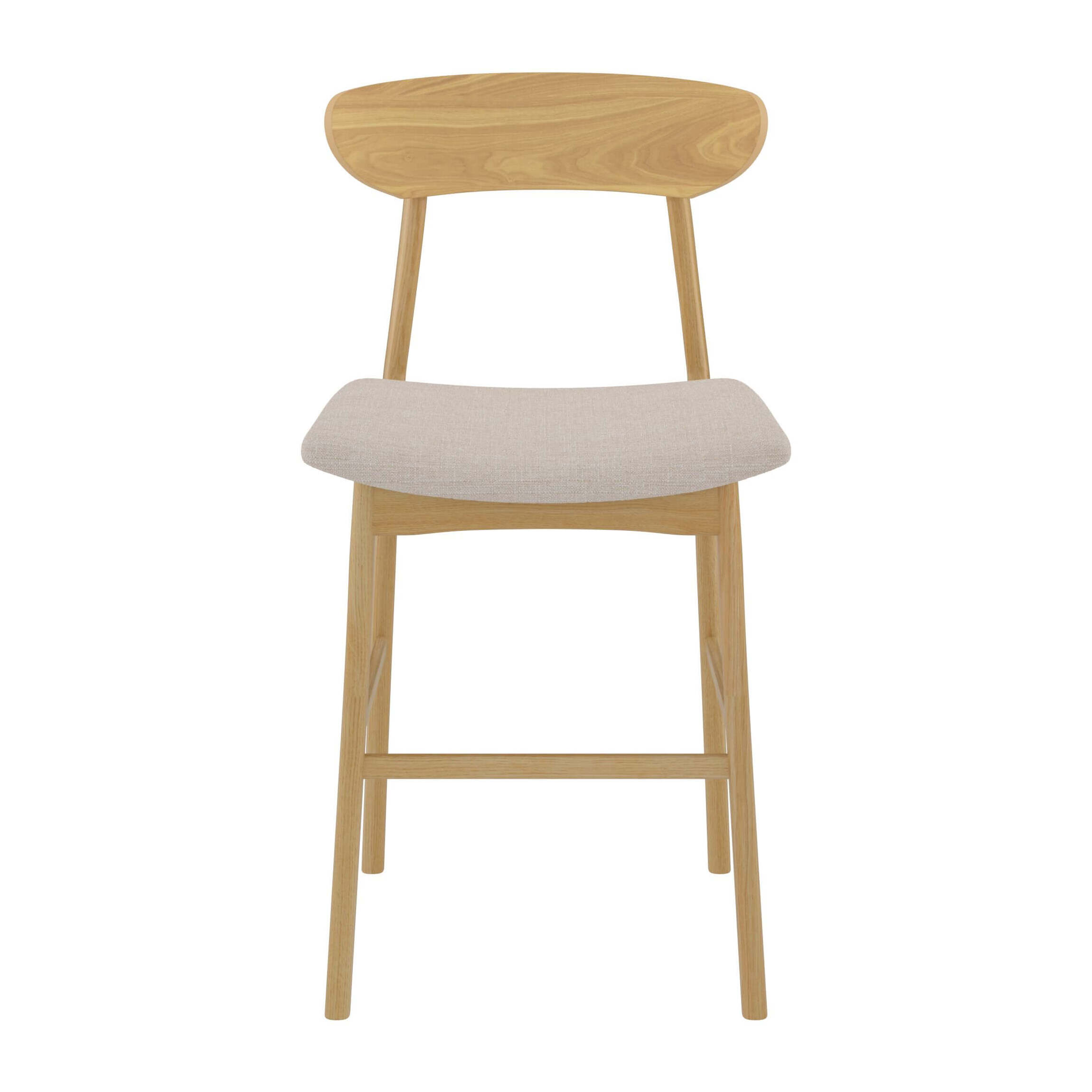 Lot de 2 chaises pour îlot central 66 cm en tissu beige et bois - Lana