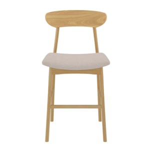 Lot de 2 chaises pour îlot central 66 cm en tissu beige et bois - Lana