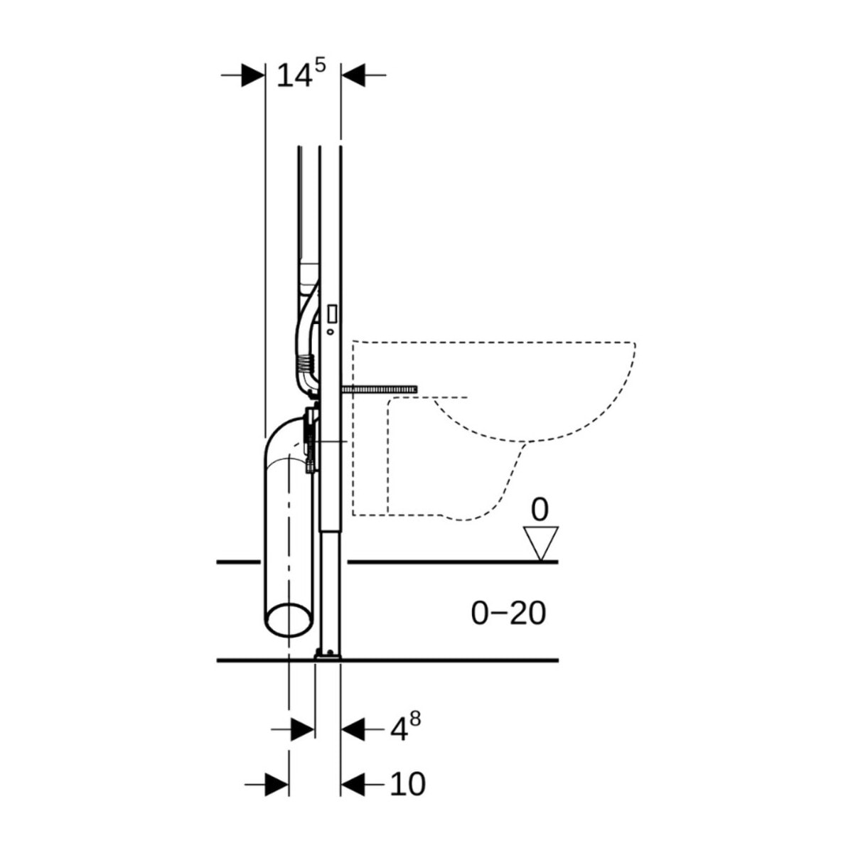 Duofix Bâti-support extra-plat 114 cm UP720, gain de place, avec réservoir à encastrer Sigma 8 cm (111.796.00.1)