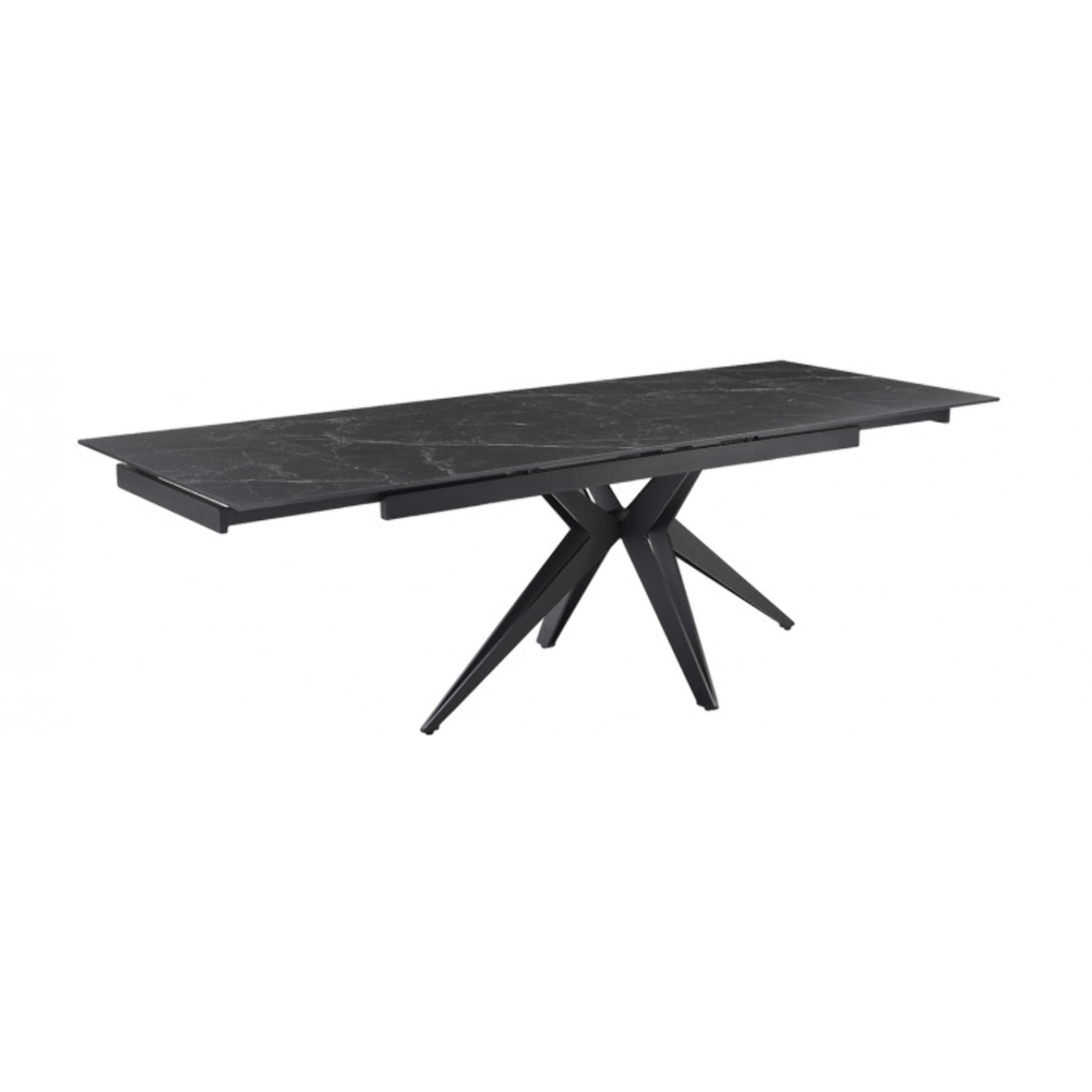 Table extensible en céramique marbré noir L160/240cm - 9 piètements - UNIK