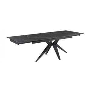 Table extensible en céramique marbré noir L160/240cm - 9 piètements - UNIK