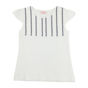 TSHIRT JERSEY BIANCO RICAMO RAMAGE BLU