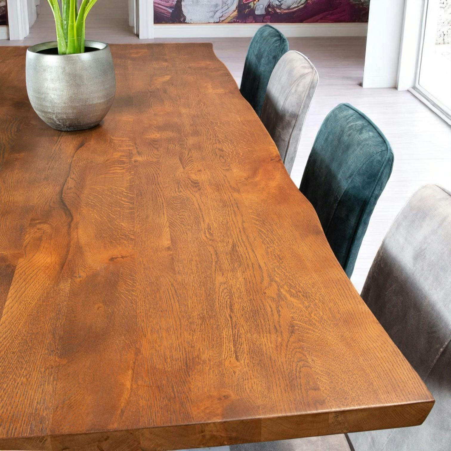 Table en chêne 240 cm bordures naturelles OKA