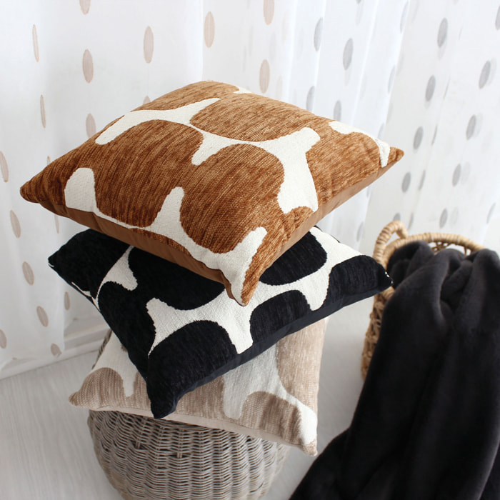 Coussin décoratif déhoussable jacquard motif moderne - Brique