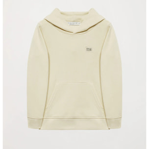 Sudadera orgánica de capucha y bolsillos beige Neutrals kids con logo