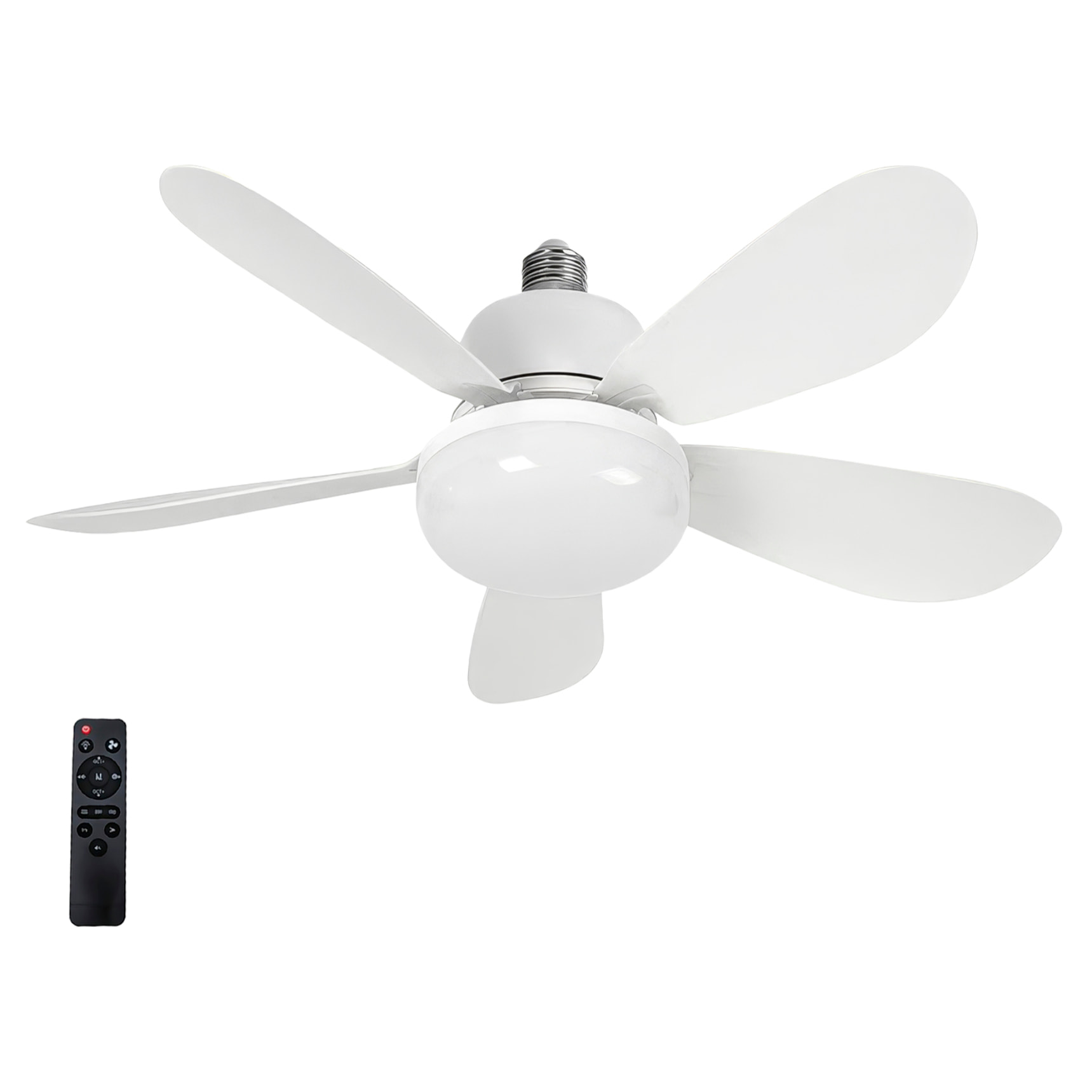 Ventilador de techo FS-5YHX-R520 de 52 cm. Adaptador E27, 3 velocidades y luz LED regulable de 16 W. Incluye mando a distancia.