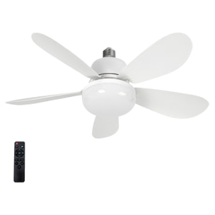 Ventilador de techo FS-5YHX-R520 de 52 cm. Adaptador E27, 3 velocidades y luz LED regulable de 16 W. Incluye mando a distancia.