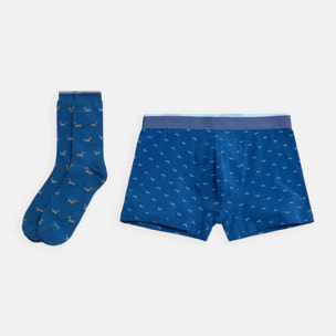 Confezione di boxer e calzini stampati con bassotto