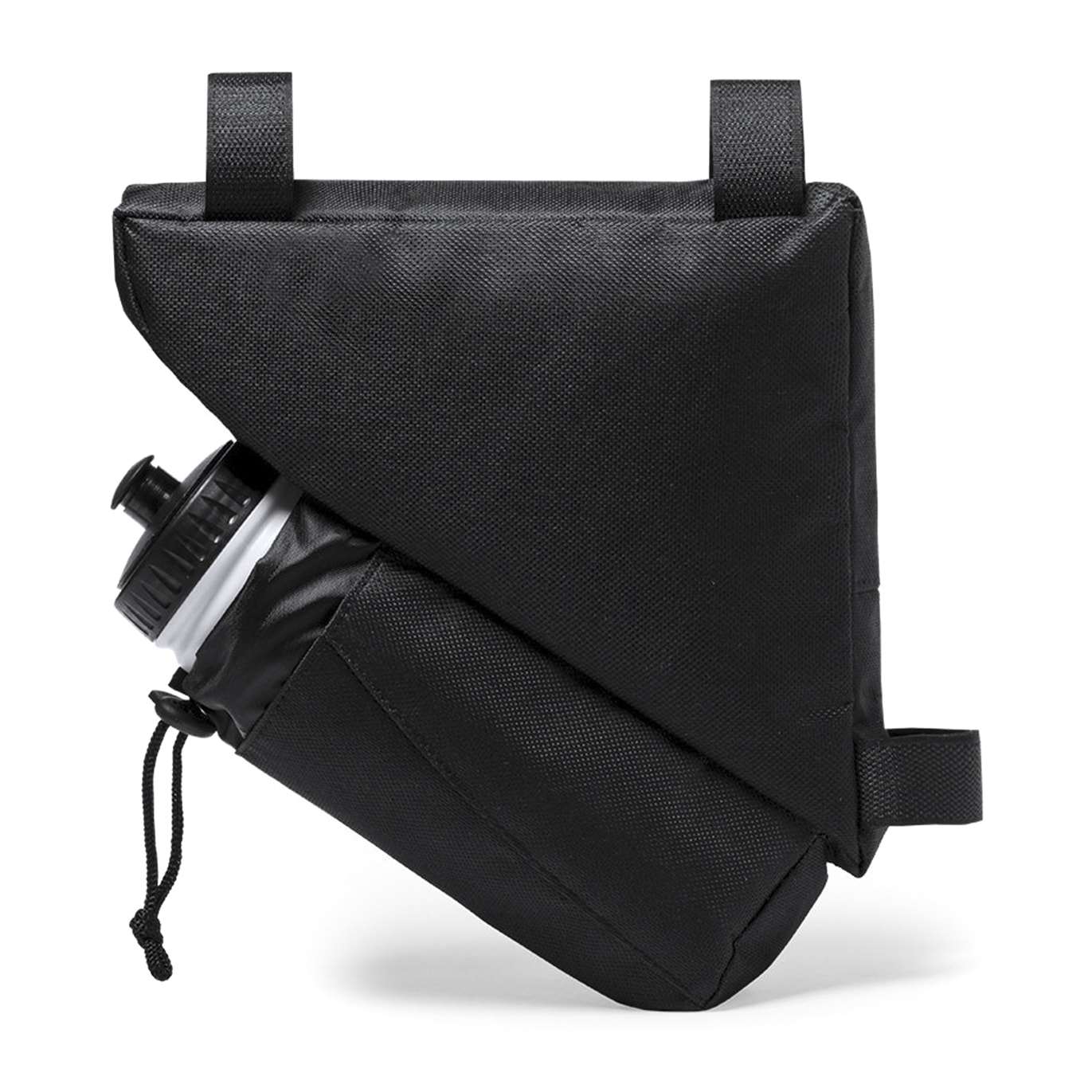 Leven borsa per bicicletta ad alta resistenza con zip e attacco universale al telaio tramite 3 strisce in velcro. Comparto per bottiglia.